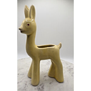 Vintage Yellow Shawnee Pottery Deer Planter Cute Smiling